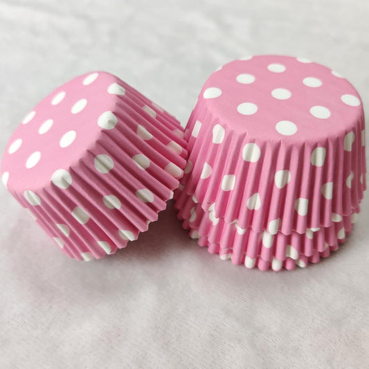 Lucky Star Pink Polka Dot Paper Muffin Cupcake Liners case Baking Cups 100 pcs,Standard Size 2x1.25inch