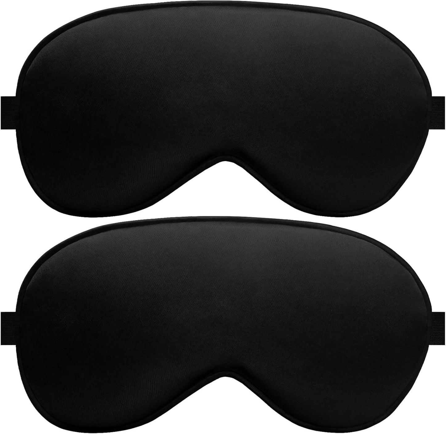 Sleep Eye Mask for Men Women, Silk Sleep Mask for Side Sleeper, Travel Blackout Night Blindfold Eye Shade Cover with Adjustable Strap (Black & Black)