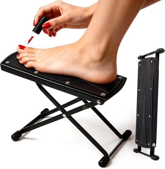 ZtohPyo Foldable Foot Rest, 6-Height Adjustable Spa Foot Stand, Non-Slip Sturdy Foot Care Stand for Easy Home Pedicures, Beauty Pedicure Stool Tool