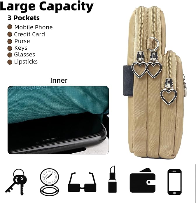 JANKS Small Crossbody Bag for Women - Mini Phone Purses with Crossbody Strap and Wallet - Nylon Arm Bag