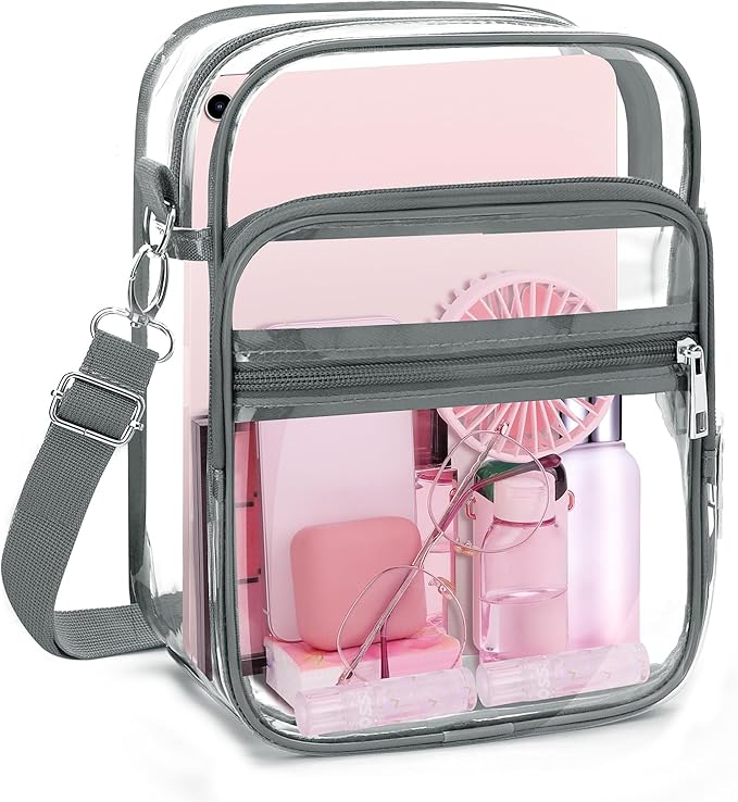 Blvornl Clear Crossbody Bag with Adjustable Shoulder Strap, Stadium Approved PVC Purse Bag, Messenger Bag
