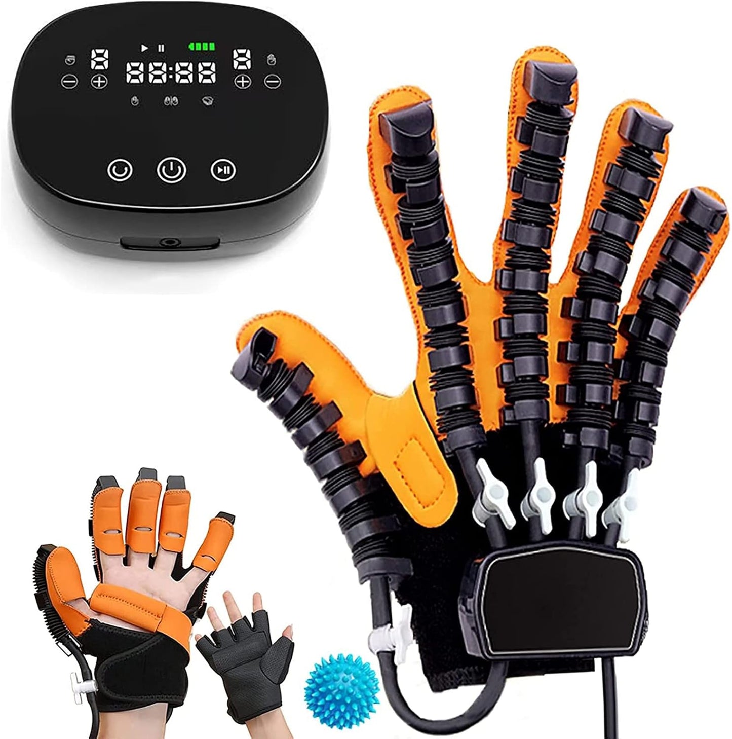 Finger Rehabilitation Robot Gloves, Upgrade Self-Training Finger Rehabilitation Device Functional Hand Splint, for Increasing Hand Strength(Size:L Code,Color:Right Hand)