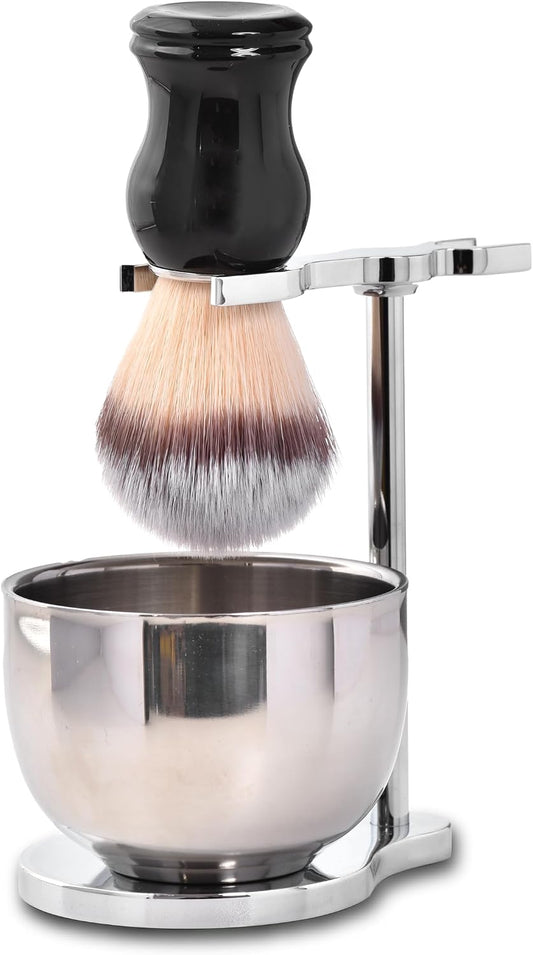 JEQUIL&CORENVEO Shaving Set for Men, 3 in 1 Grooming Set Includes Shaving Brush, Shaving Bowl, Razor & Brush Stand