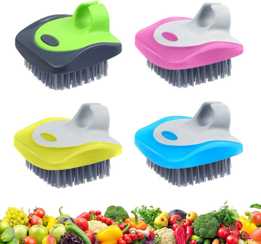 Aodaer 4 Pieces Vegetable Brush Potato Scrubber Brush Silicone Hard and Soft Side Fruit Cleaning Tools for Delicate or Tough-Skinned Vegetables
