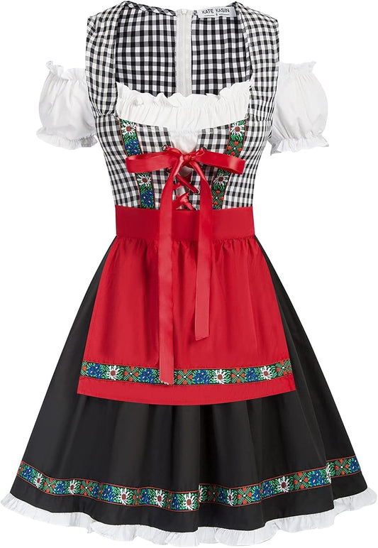 Kate Kasin Women's German Dirndl Dress Costumes for Traditional Bavarian Oktoberfest Carnival Halloween
