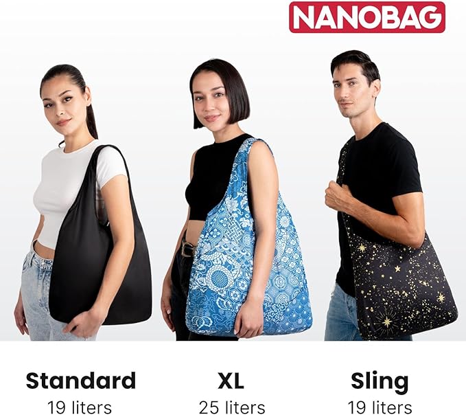 Nanobag Ultralight Foldable Tote for Women & Men, Reusable Grocery & Travel Bag, Packable Collapsible Compact Market Essential (Standard Burgundy)