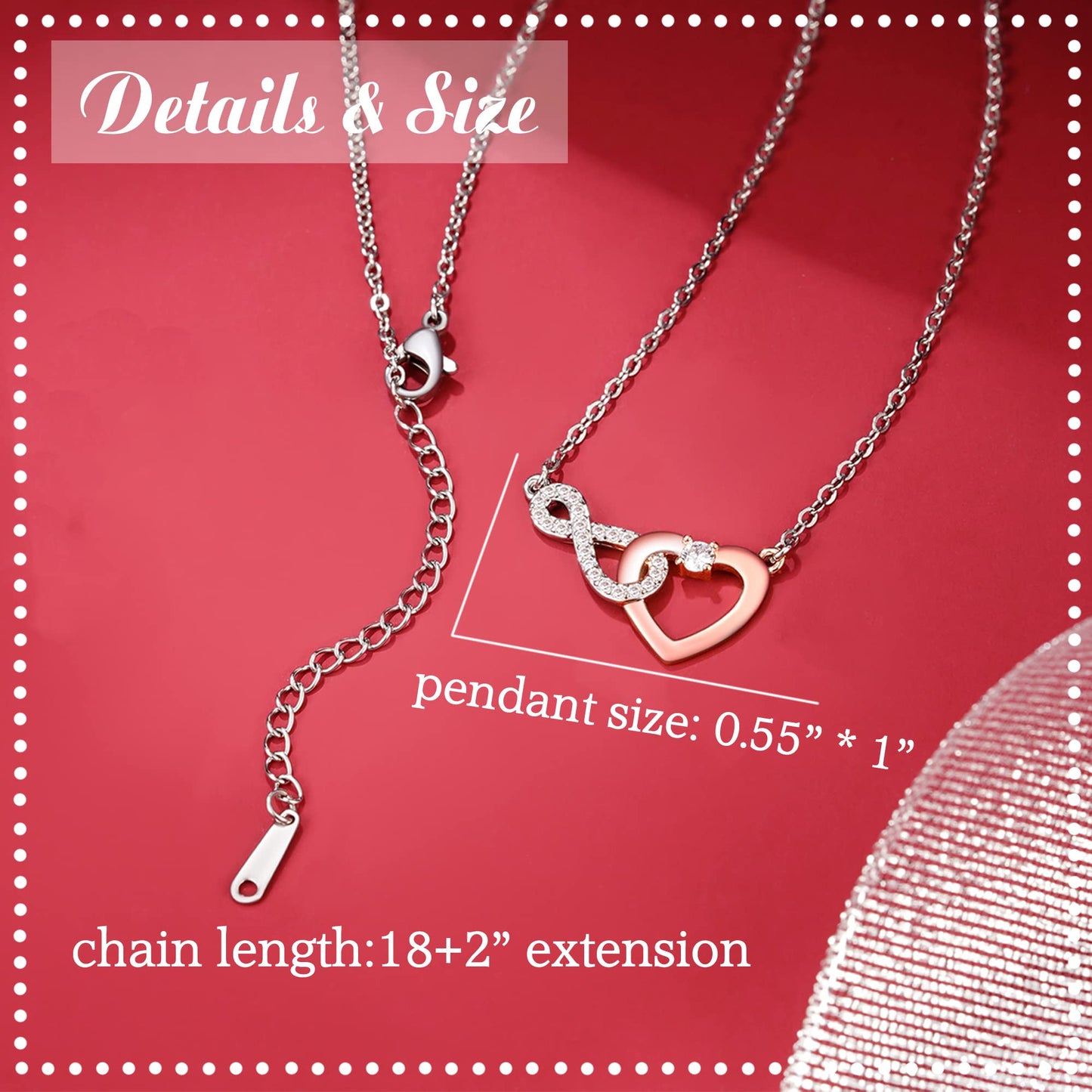 Shonyin Valentines Day Gifts for Girlfriend Infinity Heart Necklace for Girlfriend Women Her Cubic Zirconia Jewelry Birthday Christmas Valentines Day Gift