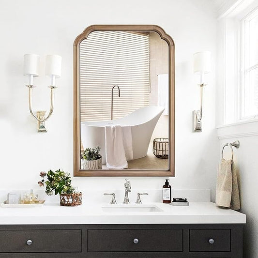 WallBeyond 24" x 36" Natural Wood Mirror for Wall Mounted, Rustic Wood Frame Wall Mirrors Decorative for Living Room or Bathroom Mirror (Natural Color)