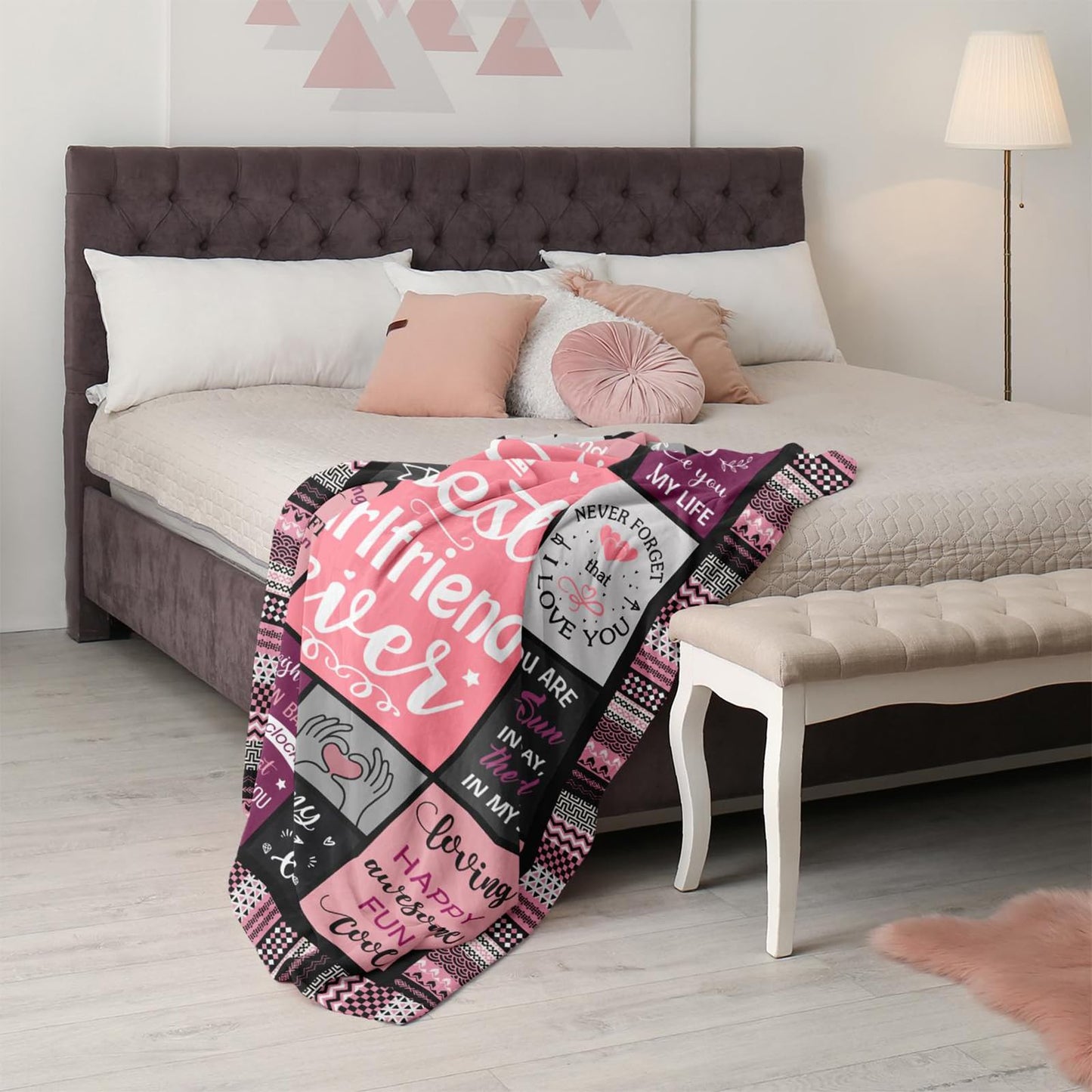 Mcurore Gifts for Girlfriend Blanket 60"x50", Girlfriend Birthday Gifts for Women, Gift for Girlfriends Unique, Cute Birthday Christmas Anniversary Romantic Blanket for Girlfriends
