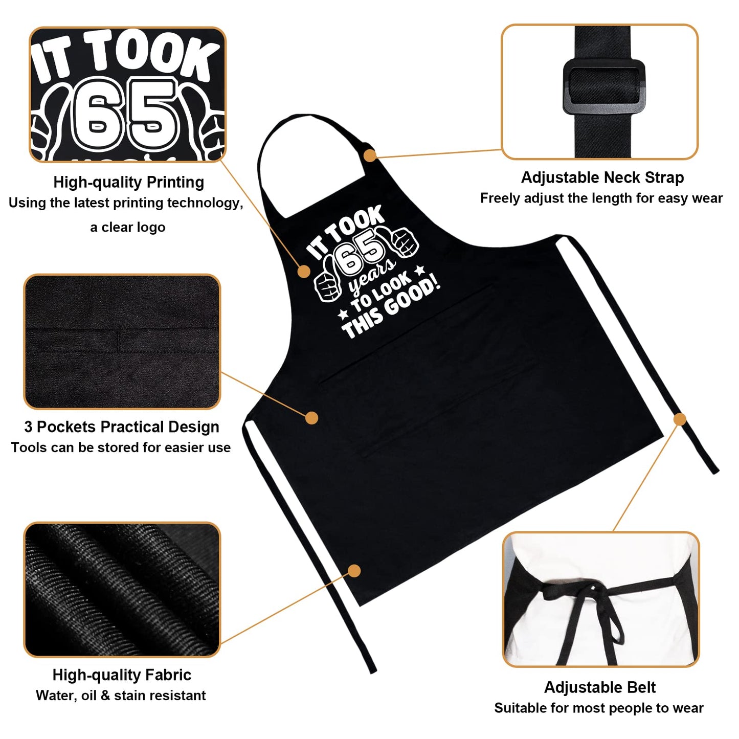 65th Birthday Gifts for Men Women, 1960 Happy 65th Birthday Gift Ideas, 65 Chef Aprons for Men with 3 Pockets, Funny Cooking Aprons for 65 Years Old Man, Women, Dad, Mom, Husband, Wife, Friends