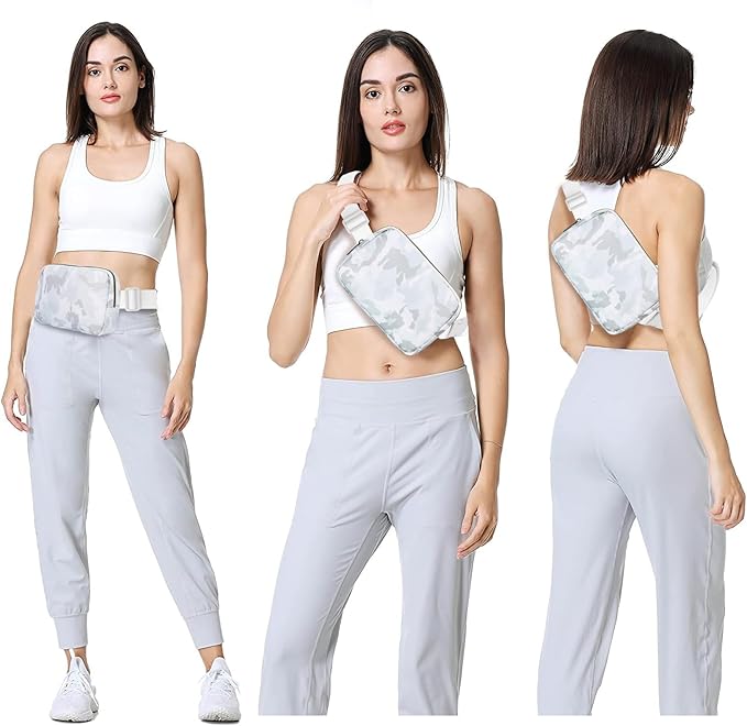 VOROLO Fanny Pack For Women And Men Crossbody Bag Belt Bag with Adjustable Strap Graduation Gifts Camo White