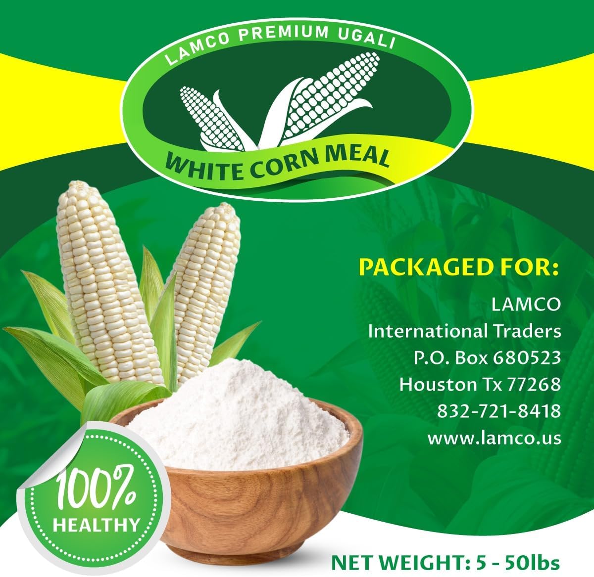 White Corn Meal – Fine Ground Cornmeal for Baking and Cooking – 5 lb Bag