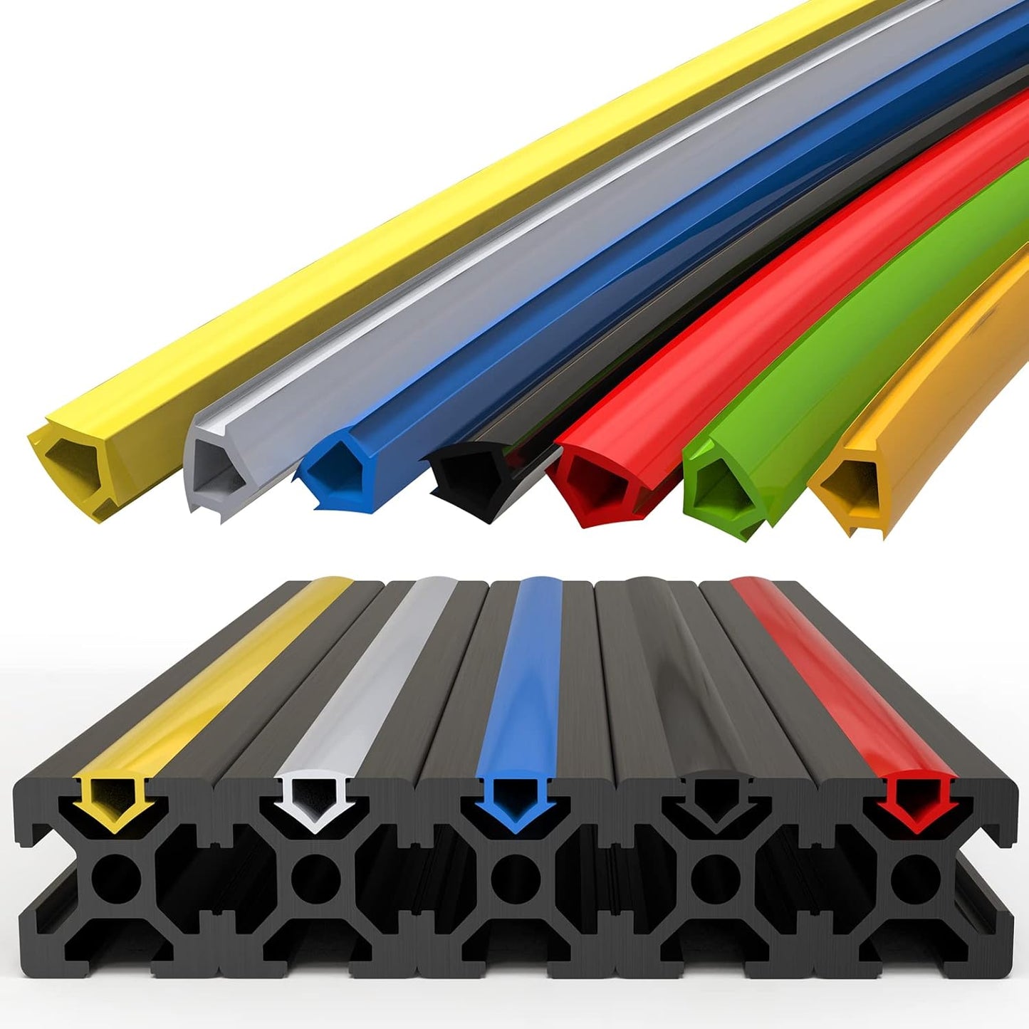 6 Meters Dust Protection Soft Cover Seal Strip, 8mm Slot 30 Series Aluminum Extrusion Profile Flat Seal, Black/Silver/Blue/Red/Yellow (Silver)