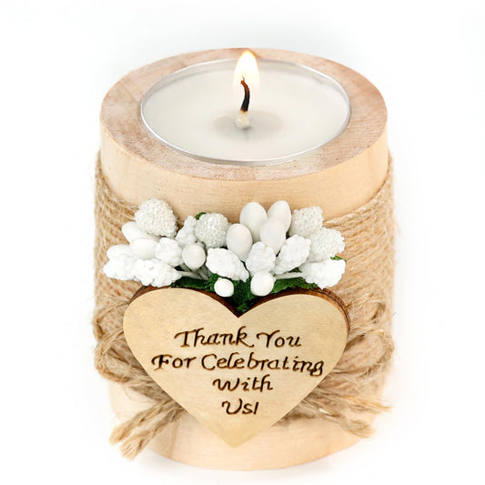 10 Piece Set of Wooden Tealight Candle Holders, Wedding Candle Favors, Baby Shower Favors, Return Favors, Bridal Shower Favors for Guests.(Light brown)