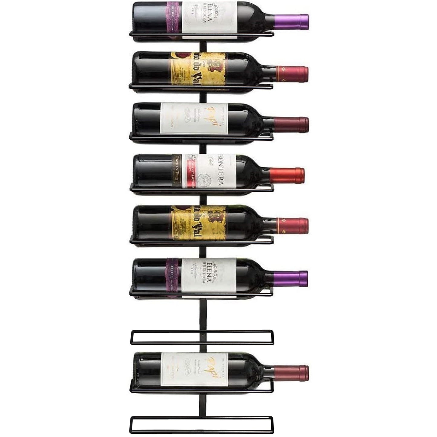 Sorbus Wall Mount Wine Rack – Holds 9 Bottles – Black Metal Wine Bottle Holder for Wall, Modern Wine Rack for Home Bar, Kitchen