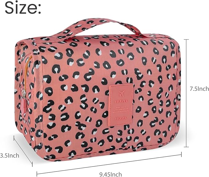 Lcsmaokin Large Capacity Toiletry Bag Travel Bag with Hanging Hook for Men and Women Waterproof Travel Cosmetic Bag Bathroom Storage Bag for Brushes Set,Full-Sized Shampoo,Accessories-Pink Smile