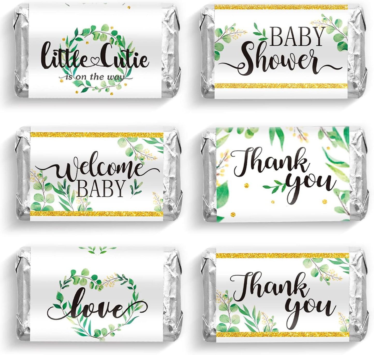 Clabby Baby Shower Candy Wrappers, Mini Candy Bar Miniatures Wrappers Chocolate Bar Label Stickers for Boys Girls Kids Baby Shower Decor (No Candy)