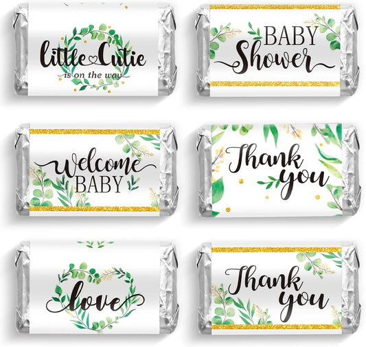 Clabby Baby Shower Candy Wrappers, Mini Candy Bar Miniatures Wrappers Chocolate Bar Label Stickers for Boys Girls Kids Baby Shower Decor (No Candy)