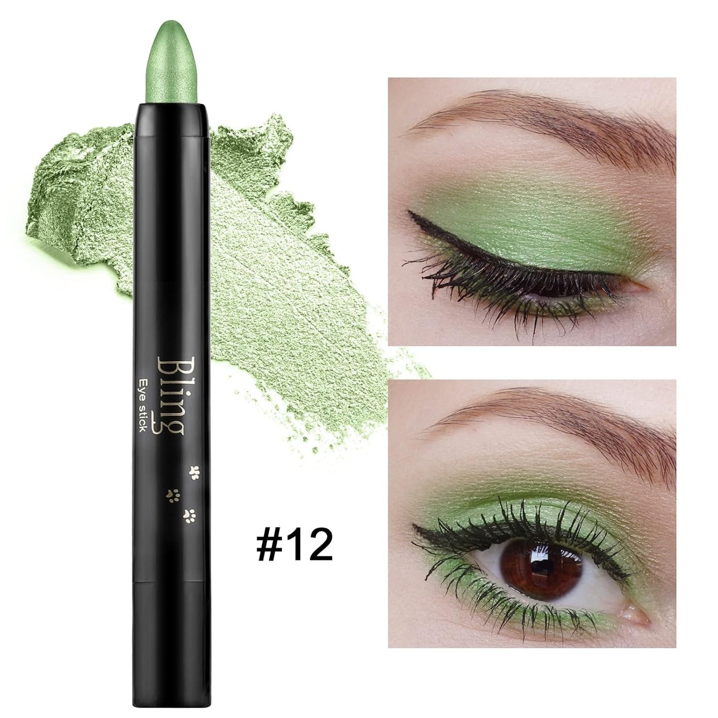 Boobeen Waterproof Eyeshadow Stick Crayon - Shimmer Cream Eyeshadow Pen for Glitter Eye Makeup, Easy to Use (012#)