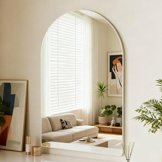 30x40 inch Silver Tempered Glass Large Arched Mirror for Bathroom Vanity Mirror or Wall Decor Arch Mirror Brushed Metal Frame Wall Mounted Mirror for Bathroom