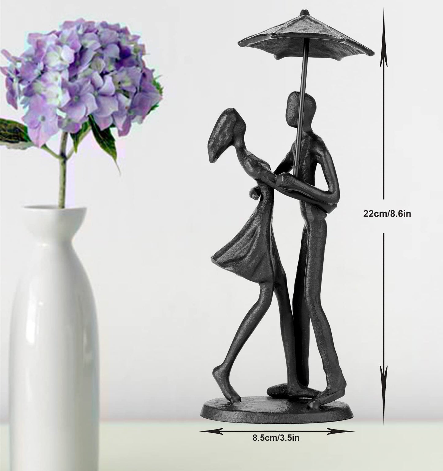 Loving Couple Under Umbrella Bronze Sculpture, Handcrafted Art Metal Statue Romantic Art Iron Statue 6th 11th 20th 40th 50th for Couple