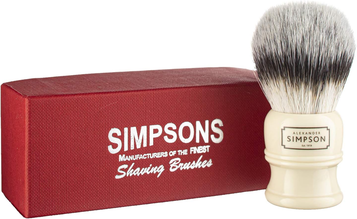 Alexander Simpsons Trafalgar 1 Shaving Brush - T1 Synthetic High Density Fibre Faux Handle Ivory - Simpson Shaving Brushes - Wet Shave Deluxe Thick & Luxurious Lather Dense Extra Soft Bristles