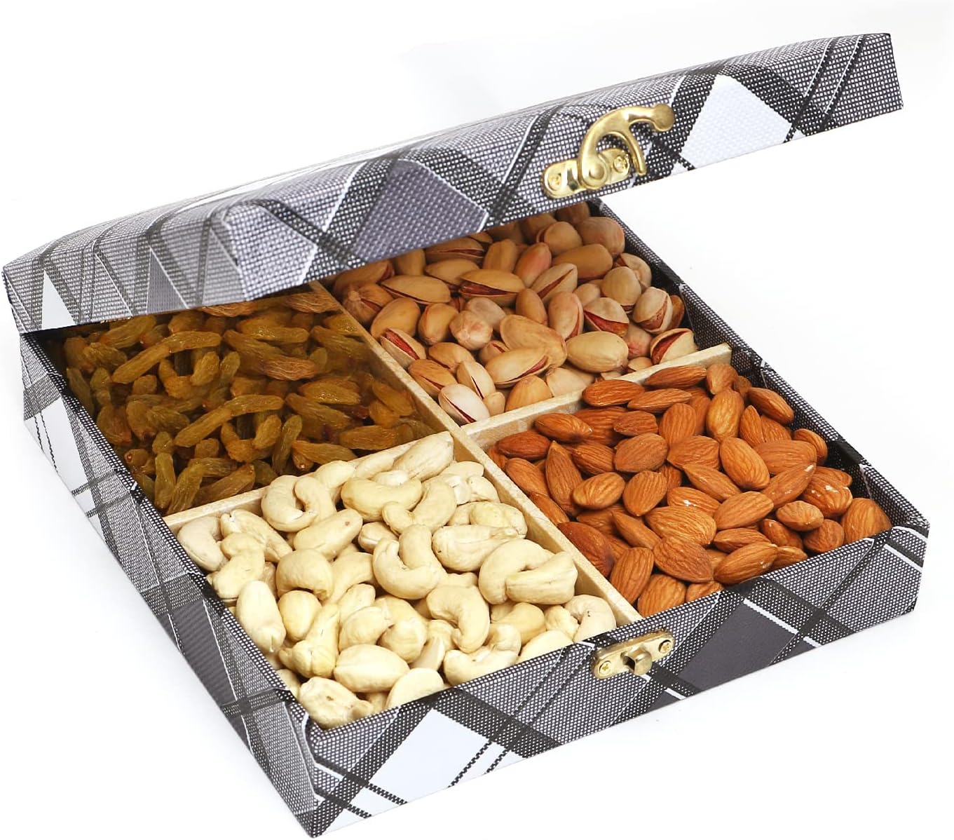 Jaiccha Ghasitaram Cross Check Wooden Dryfruits Box|Gift for Diwali Gifts,Holi,Rakhi,Valentine,Christmas,Birthday,Anniversary,Her,Him|