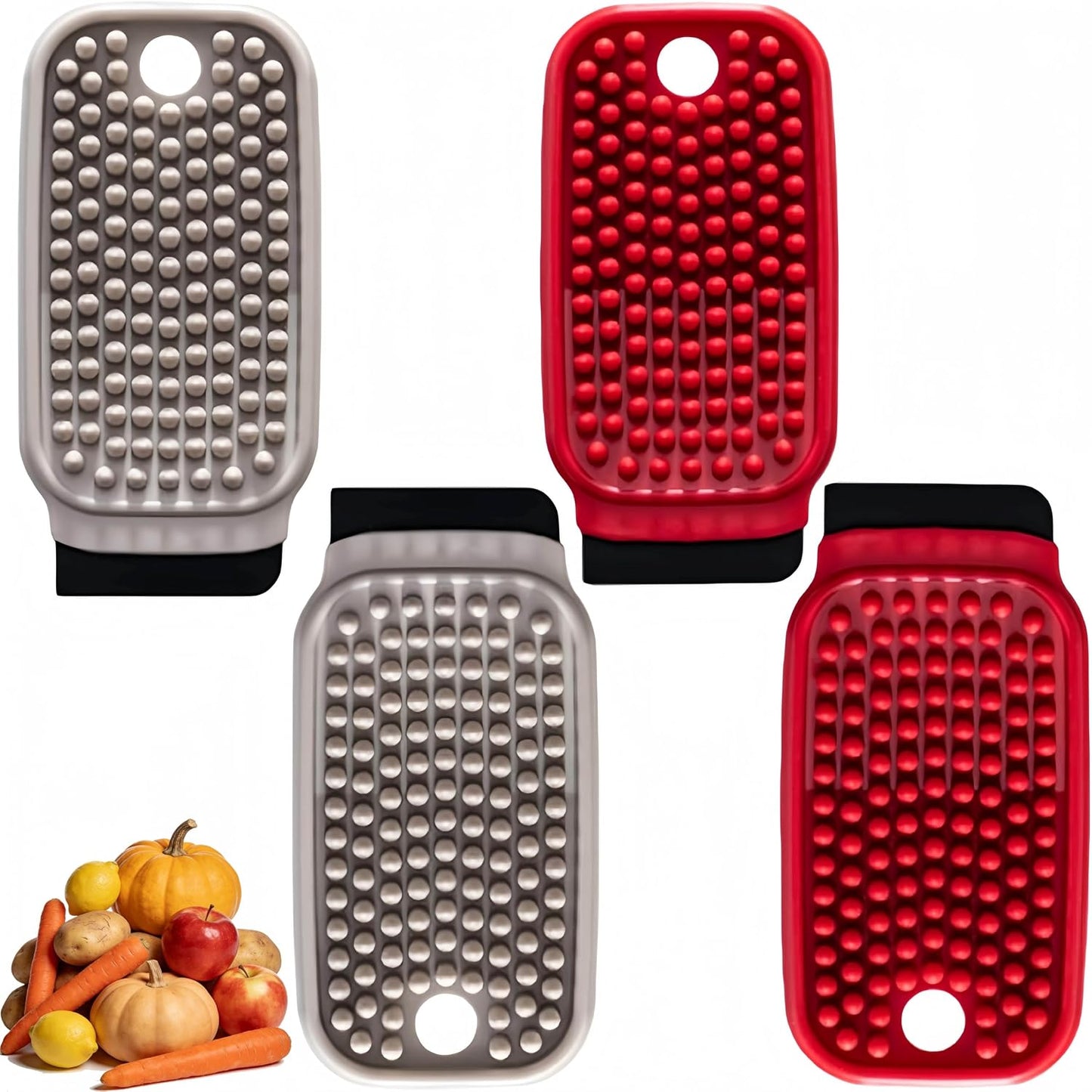 Potato Scrubber Brush 4 Pack Vegetable Brushes Multi-Functional Vegetable and Fruit Brush with Silicone Soft Bristles Double-Sided Vegetable Scrubber Brush for Food