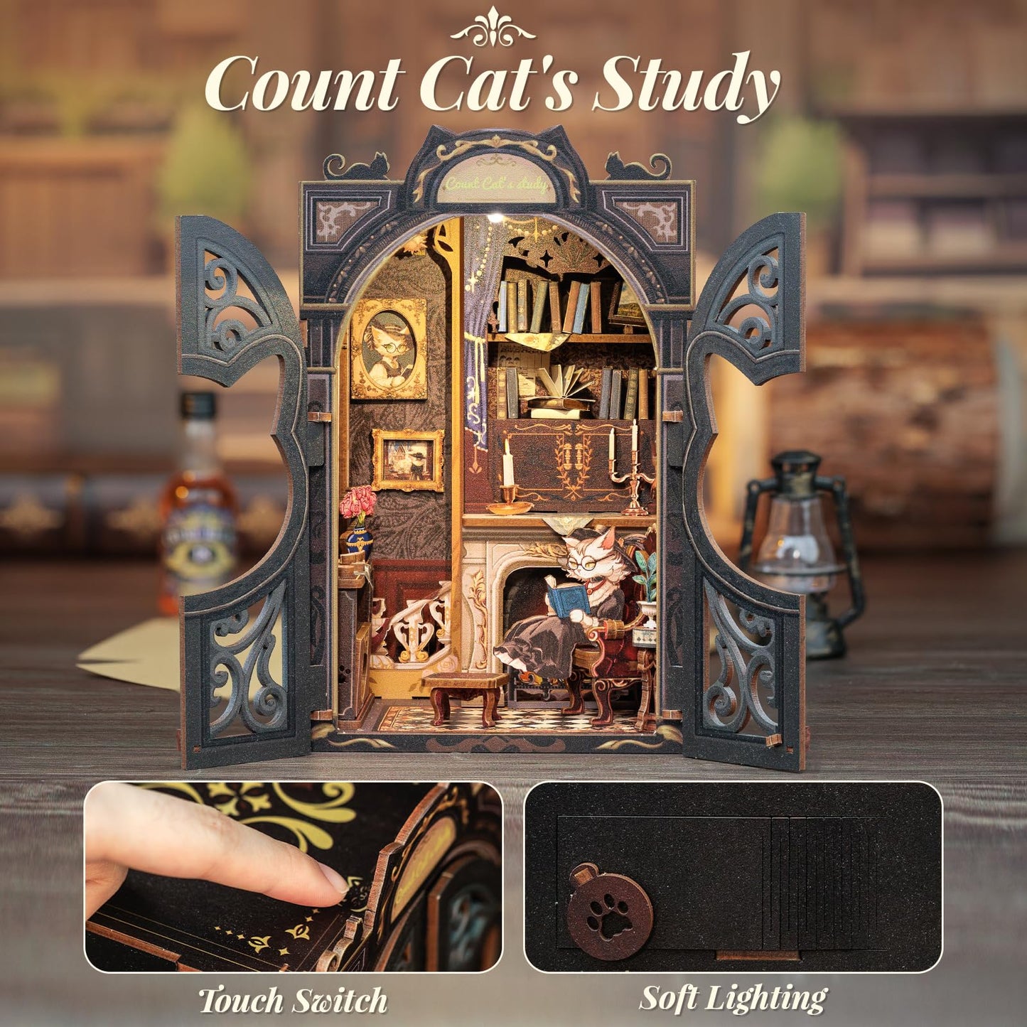 CUTEBEE Book Nook Kit - DIY Miniature House Kit for Adults and Teens, Dollhouse Booknook Tiny House Model Build Bookshelf Decor, Gifts for Family, Friends