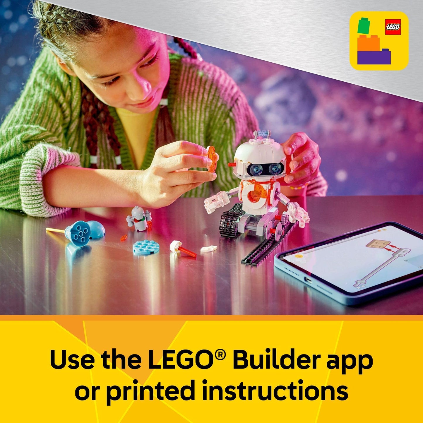 LEGO Creator 3 in 1 Space Robot Toy - Building Toy Kit for Kids with 3 Options, Robot, Spaceship, or Dog - 8 Year Old Boy & Girl Birthday Gifts - 31164