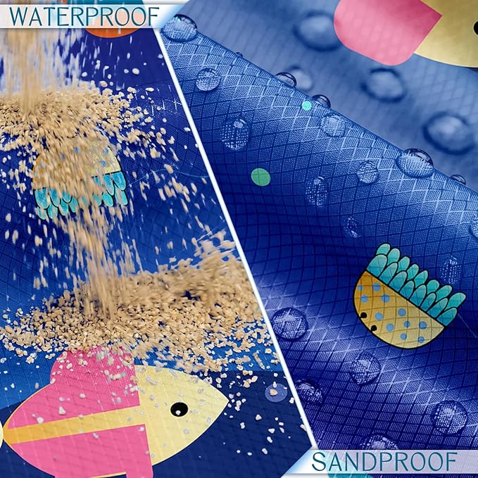BYDOLL Beach Blanket Waterproof Sandproof 78''×110'' Suits1-7 Adults Compact Lightweight Oversized Sand-Free Blanket Large Picnic Mat for Beach Travel Camping Hiking
