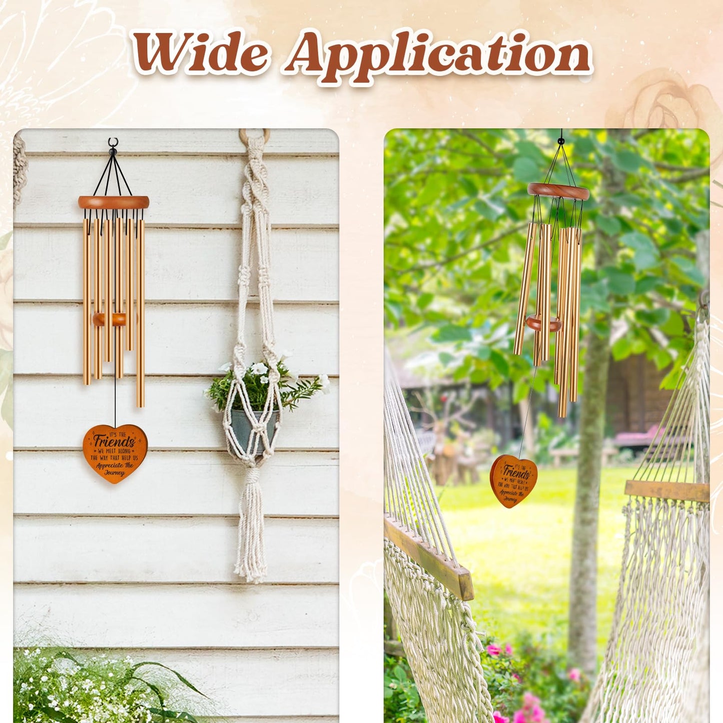 Best Friend Birthday Gifts for Women, Unique Friendship Gifts for Women, Ideas Wind Chimes for BFF, Soul Sister, Unique Outdoor Garden Decor for Female 25.6" Wind Chime