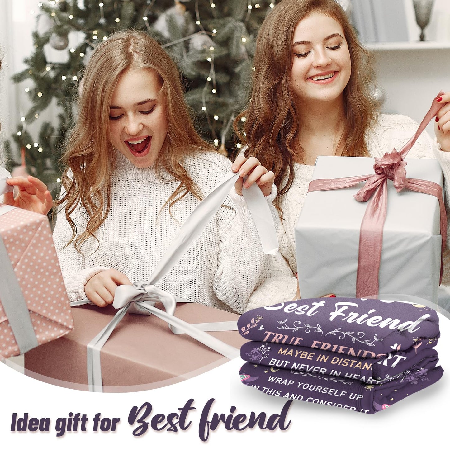 Best Friend Blanket Gifts on Christmas, Friendship Blanket Gifts for Women, Work Bestie, BFF, Soul Sister, for Women Friends on Mothers Day, Birthday, Xmas, to My Friend Throw Blanket, 60"x50"