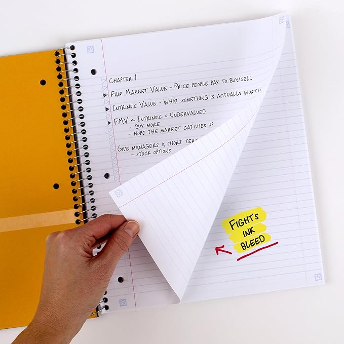 Five Star Spiral Notebook, 5 Subject, College Ruled | 8-1/2" x 11" | 200 Sheets | Water Resistant Cover | White | Pack of 6