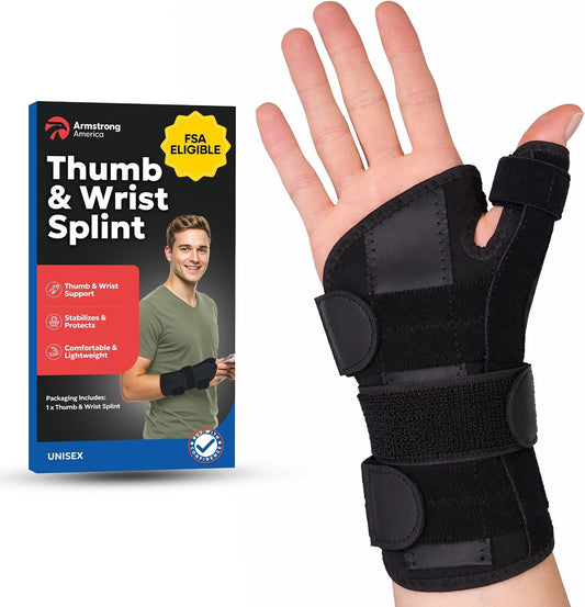 Thumb Splint & Wrist Brace | Carpal Tunnel Wrist Splint with Trigger Thumb Brace Spica | Stabilizer & Support For Tendonitis Pain, Arthritis, CMC, Tenosynovitis, De Quervain Women Men SM/MED RIGHT HAND