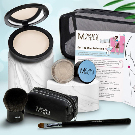 Out The Door Collection | Talc-free 5-piece Mineral Makeup Set | LULLABY (Light) - For porcelain to very fair complexions + STARLIGHT - A Pale Beige w/Icy Shimmer