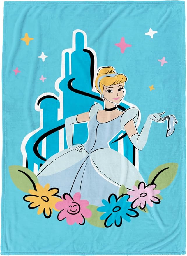 Jay Franco Kids Plush Throw Blanket â Soft & Cozy Fleece Throw for Bedroom & Couch DÃ©cor, Official Licensed Product, Blue - Disney Princess Cinderella, 60x90 - Large Blanket