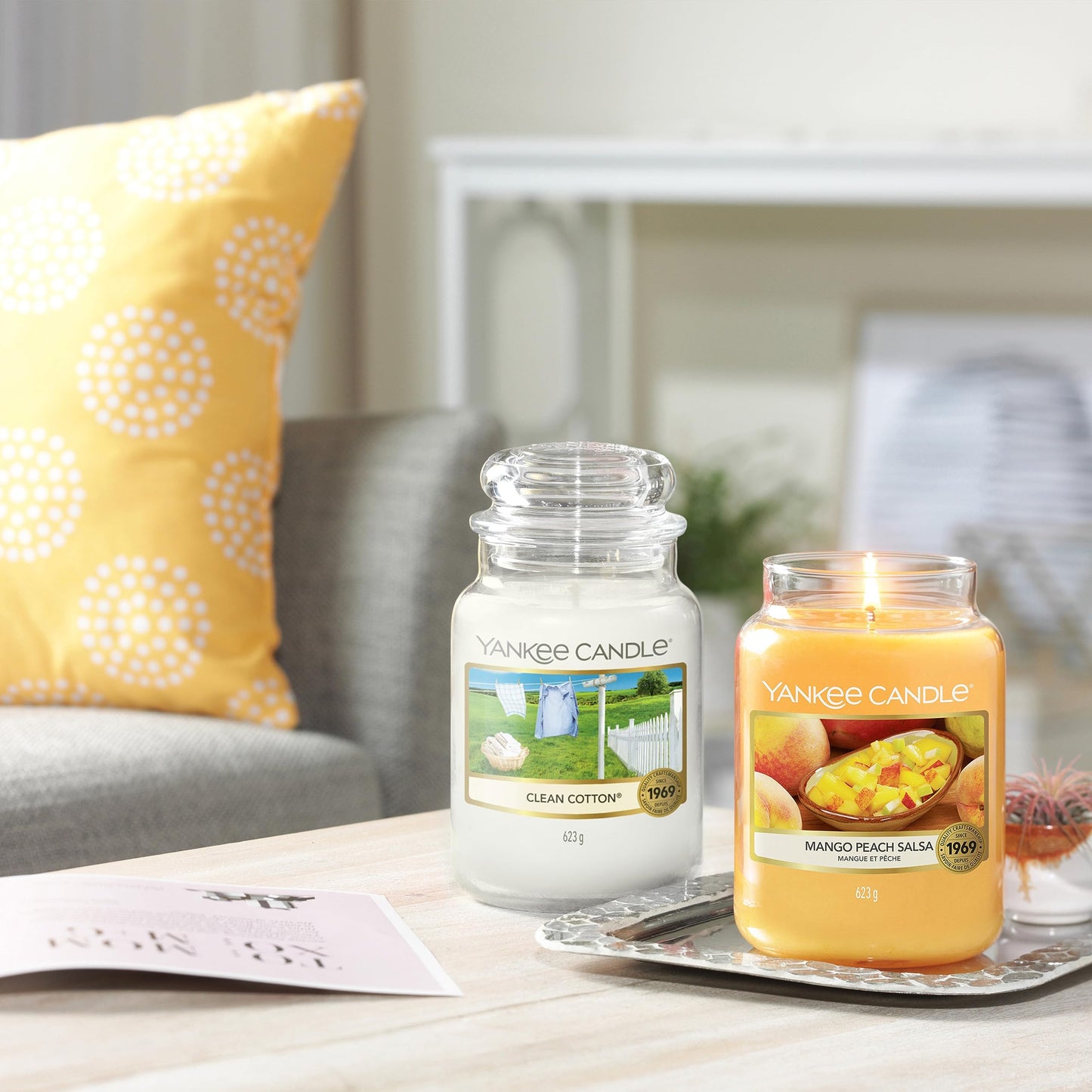 Yankee Candle Large Jar Scented Candle, Clean Cotton, Up to 150 Hours Burn Time
