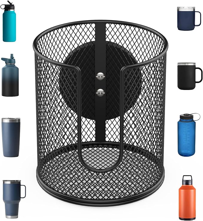 Magnetic Cup Holder, Fully Covered Anti-Fall Magnetic Drink Holder, Cup Caddy, N38 Super Magnet Cup Holder for Tractor Mower School Bus on Ferrous Metal Surface, 3.54" Inner Diameter(1 Pack Black)