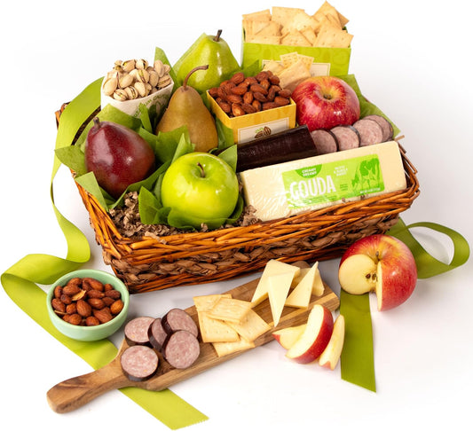 Fruit, Cheese & Meat Classic Gift Basket by Fruitfully For Father's Day, Birthday, Thank You, Sympathy