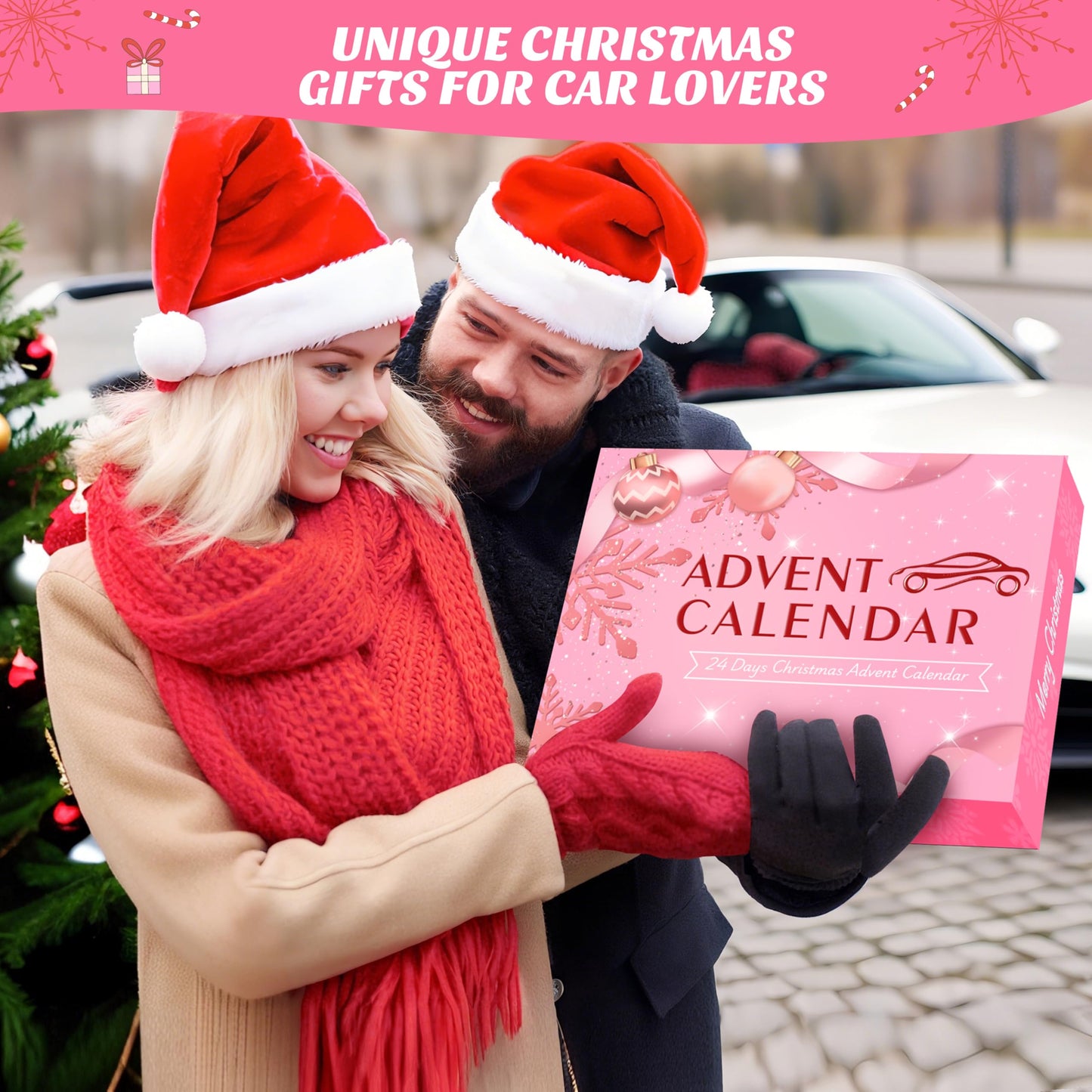 Advent Calendar 2025 for Women - 24 Days of Pink Car Accessories Gift Set, Christmas Countdown Calendar with Sparkly Interior Décor, Luxury Holiday Gifts for Wife, Girlfriend, Mom, Coworker