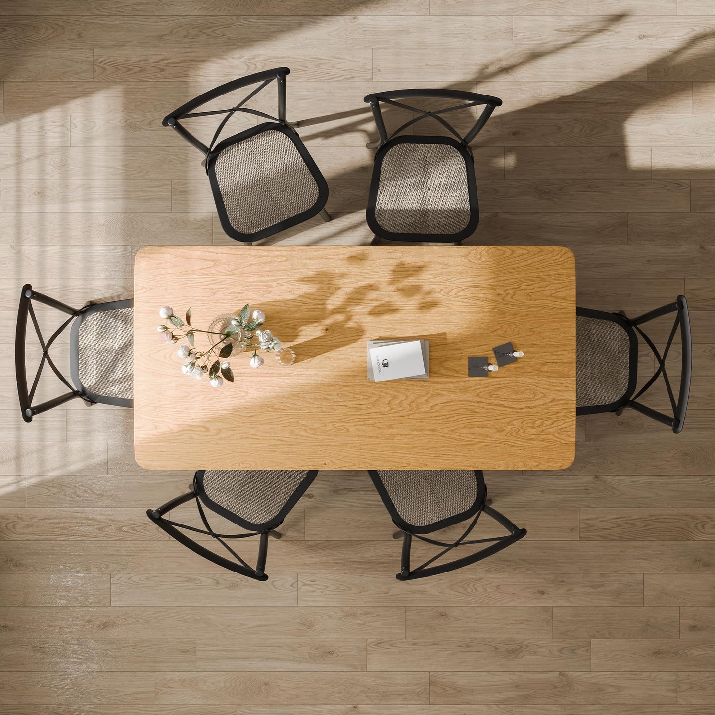 Casaphoria 67" Rectangular Dining Table, Modern Kitchen Table for 4-6, Farmhouse Style Large Table, Easy Assembly for Living Room, Kitchen, Bar, Natural Wood