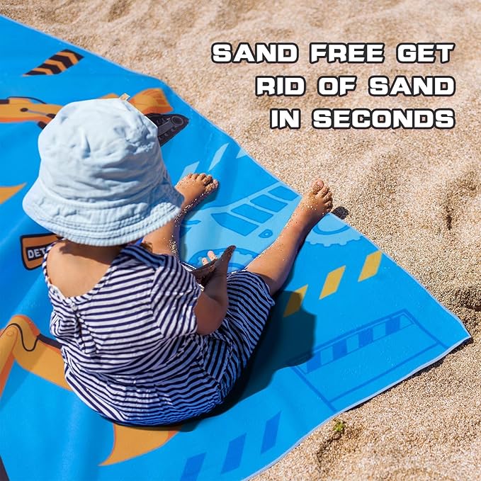 WERNNSAI Truck Kids Beach Towel for Boys - 30” x 60” Truck Sand Free Swim Towels for Boys Bath Pool Camping Travel Towel Quick Dry Ultra Absorbent Super Soft Beach Blanket Bath Shower Towel