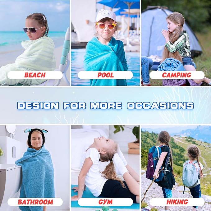 WERNNSAI Dinosaur Kids Beach Towel for Girls - 30” x 60” Axolotl Sand Free Swim Towels for Girls Bath Pool Camping Travel Towel Quick Dry Ultra Absorbent Super Soft Beach Blanket Bath Shower Towel