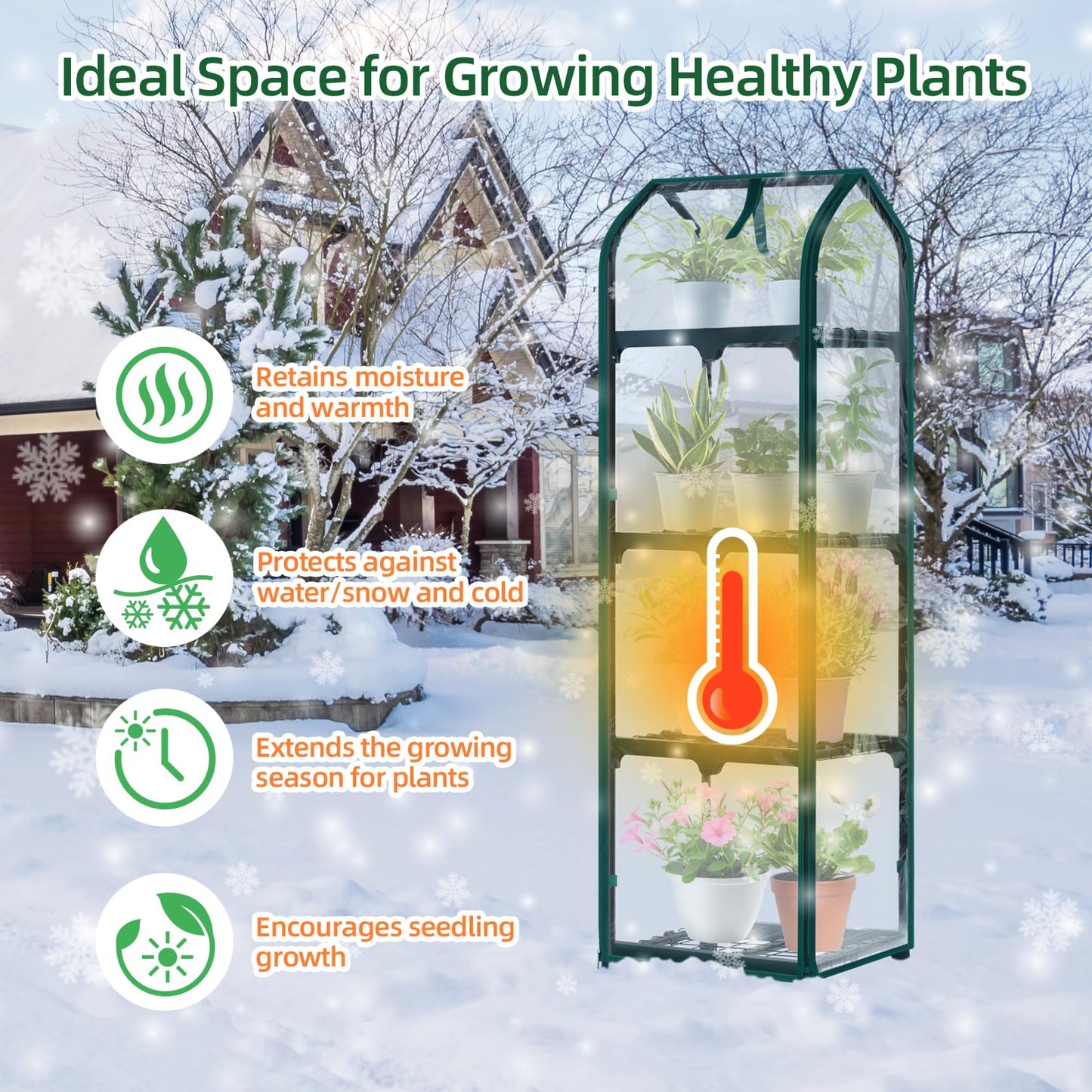 Ohuhu Mini Greenhouse for Indoor Outdoor, Small Plastic Plant Green House with Locking Wheels Portable Greenhouses with Durable Cover for Seedling, Ideal Gardening Gifts for Women Men Transparent