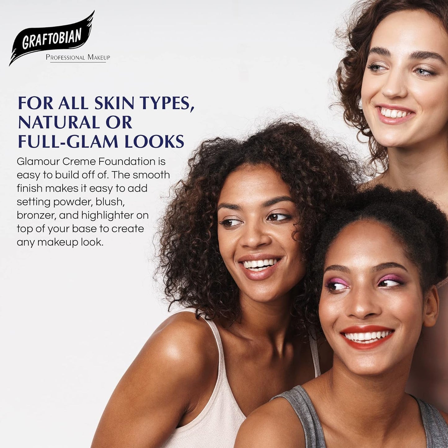 Graftobian HD Glamour Crème Foundation 1/2oz, Weightless Full Coverage Makeup, 65 Inclusive Shades, For All Skin Types, Natural or Full-Glam Looks, For Professionals and Beginners, Aurora