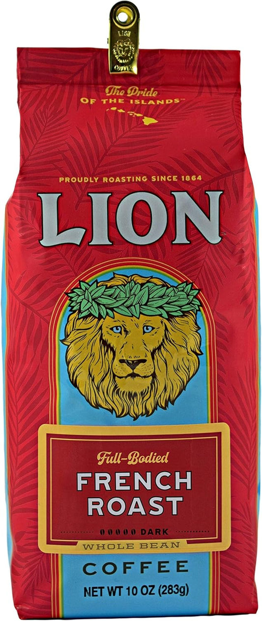 LION French Coffee, Whole Bean, 10 Ounce