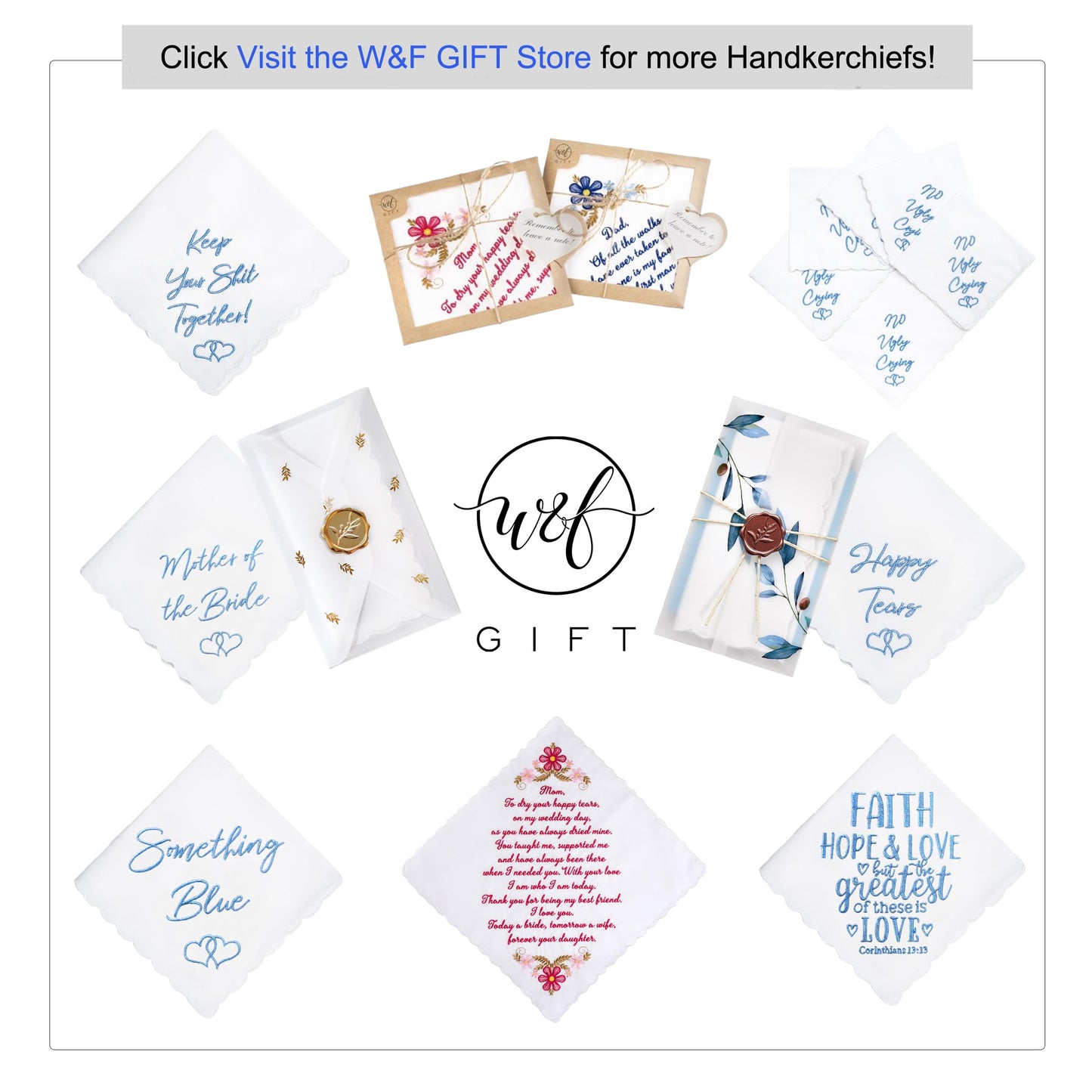 Dad Wedding Embroidered Handkerchief, Father of the Bride Gifts for Daughter on Wedding Day, Something New Something Blue Gift for Bride on Weddings Day Essentials
