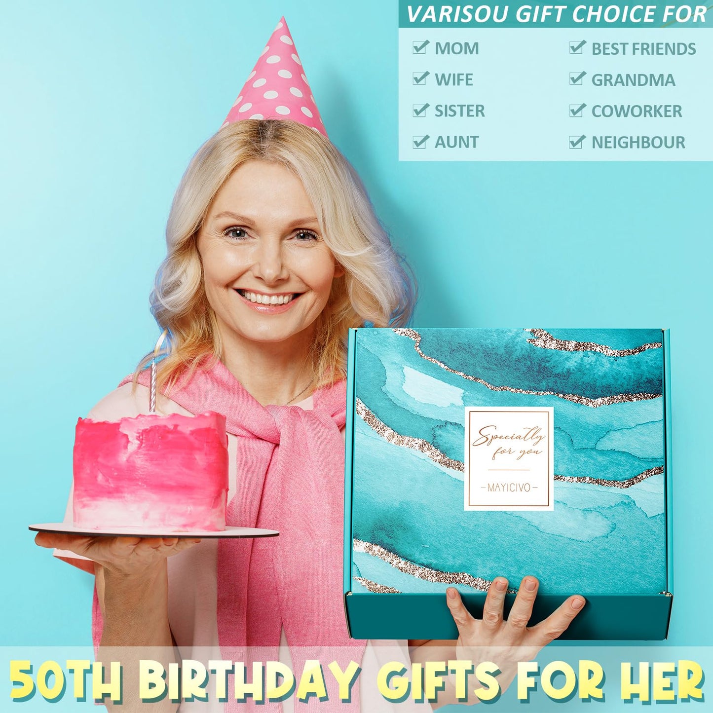 50th Birthday Gifts for Her, Fabulous 50th Birthday Gifts for Women, Cool Turning 50 Year Old Gifts 1975 Gifts, Unique Happy 50th Birthday Gifts Ideas for Her Mom Sister Friend Wife w/ Canvas Tote Bag