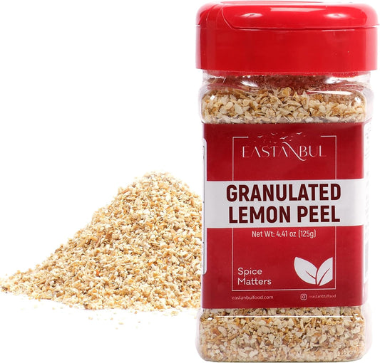 Eastanbul Lemon Peel, 4.41oz, Dried Lemon Peel for Baking, Cooking, Marinades, and Rubs, Perfect for Tea, Granulated, Citrus Spice, Mediterranean Spice, Gluten Free, No Preservatives